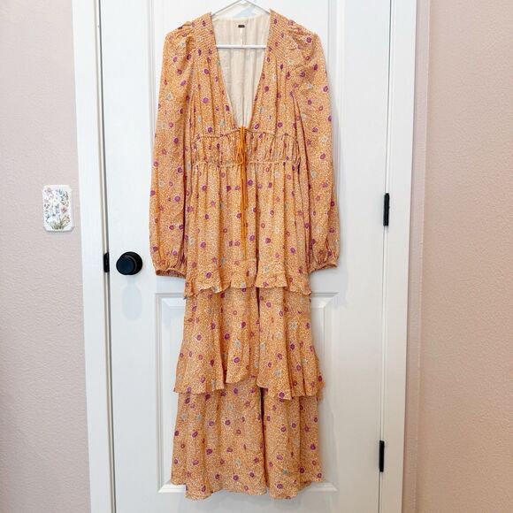 Free People Dresses & Skirts - Free People Womens Boho Flowy Tiered Maxi Dress Size Medium Cottagecore Gypsy